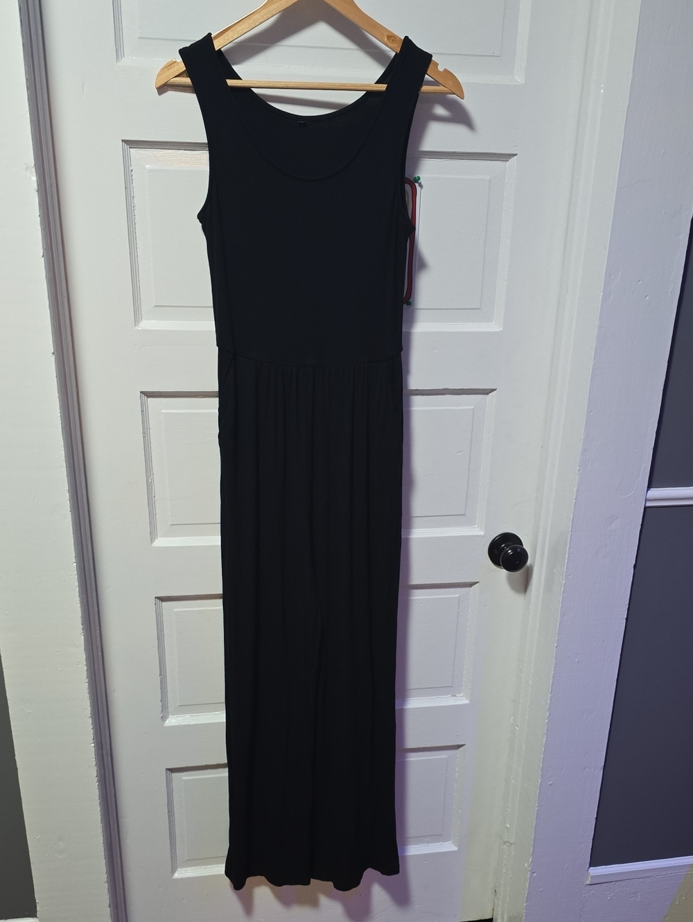 Anrabess Classic Black Sleeveless Tank Top Style Jumpsuit